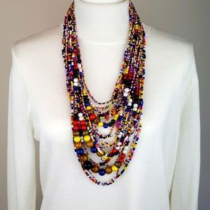 Vincero Statement Necklace Seed Bead & Wood Beads